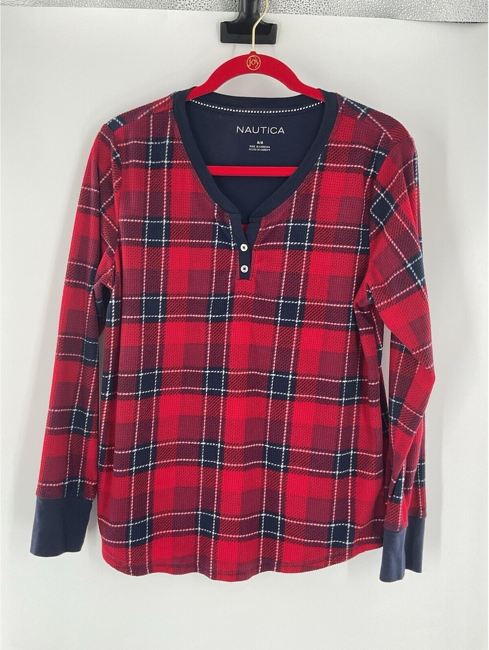 Nautica Women’s Medium Fleece Sweatshirt Shirt Plaid 110